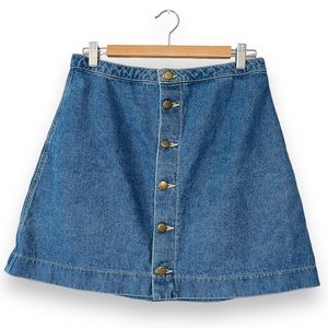 American Apparel Blue Denim Button Front Mini Skirt Size Large